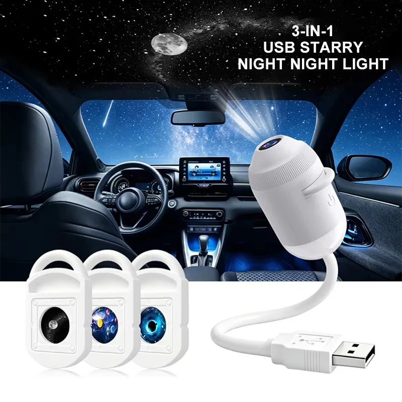 USB Galaxy & Ocean Night Light Projector – 24 Interchangeable Scenes, 360° Adjustable